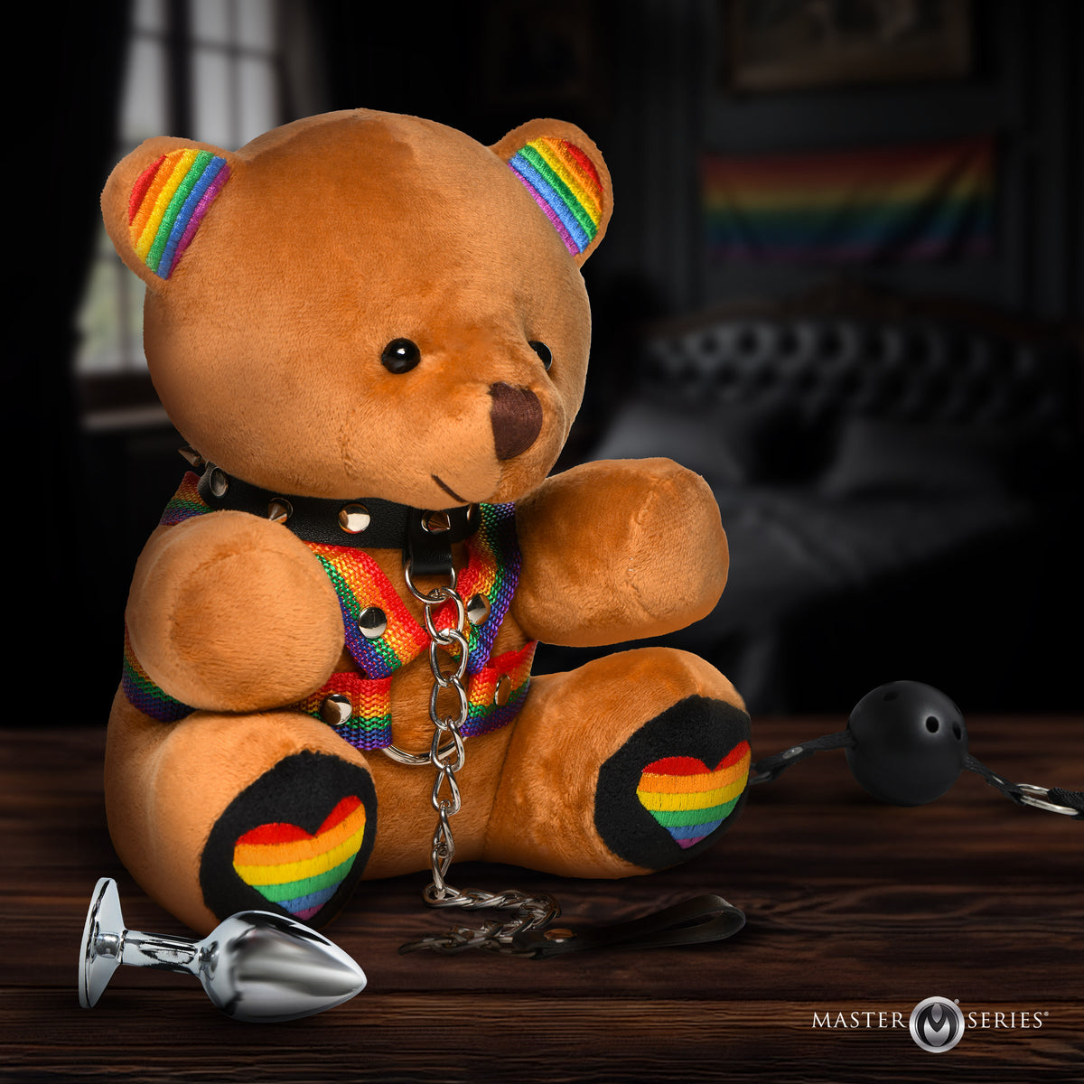Pride Bear Plush with Harness, Collar and Leash