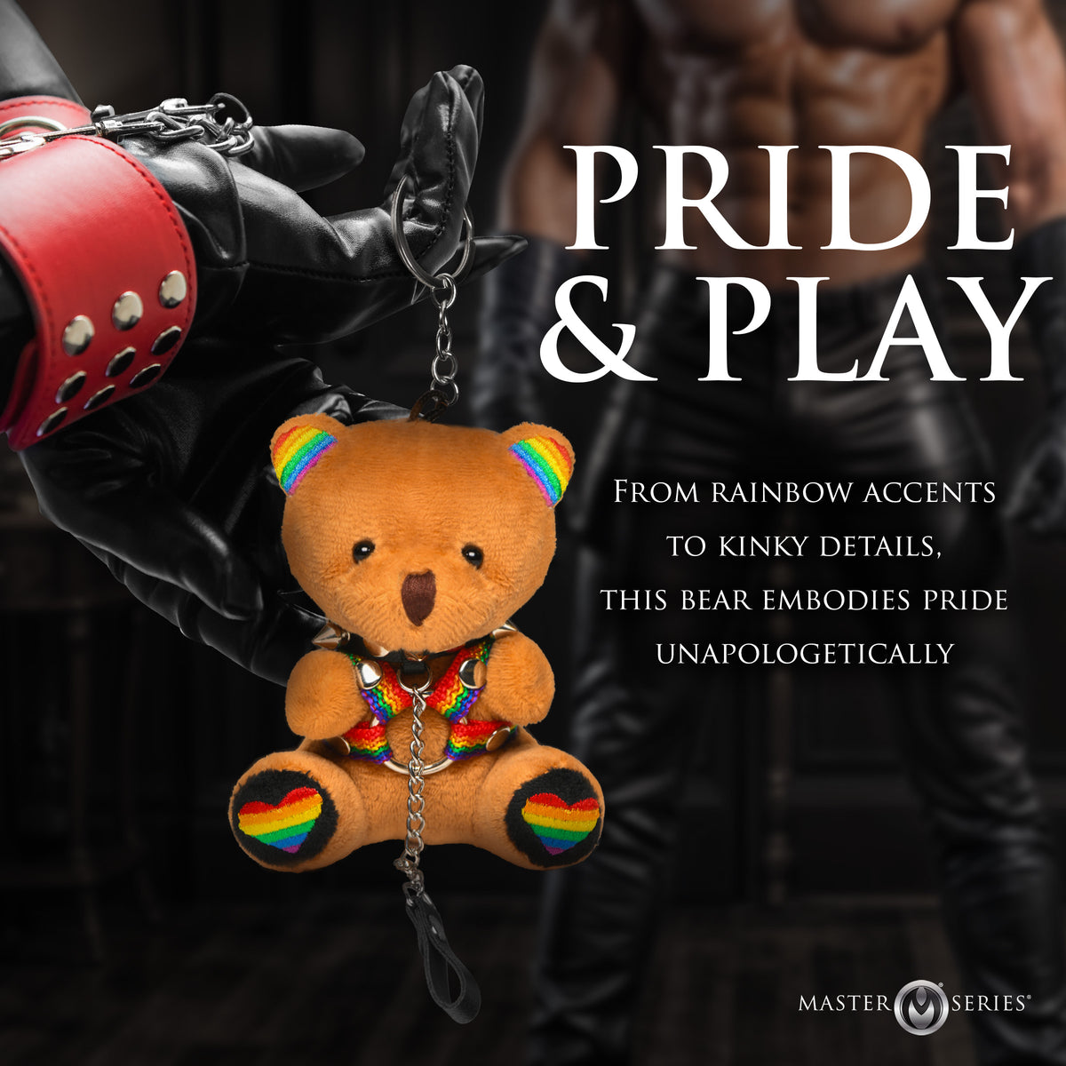 Pride Bear Keychain Plush with Harness and Leash