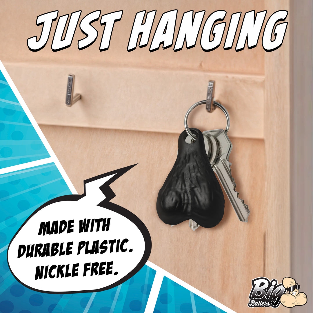 Big Ballers Plastic Nuts Keychain in Black