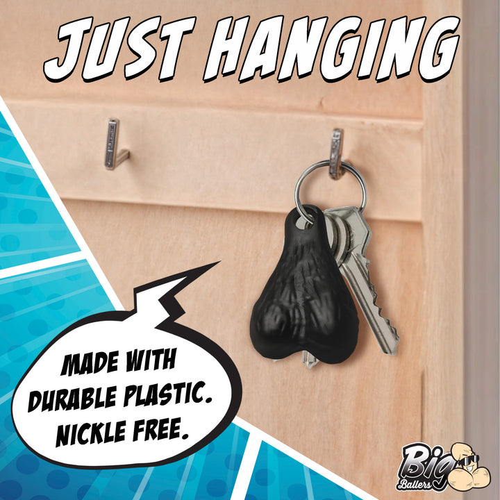 Big Ballers Plastic Nuts Keychain in Black
