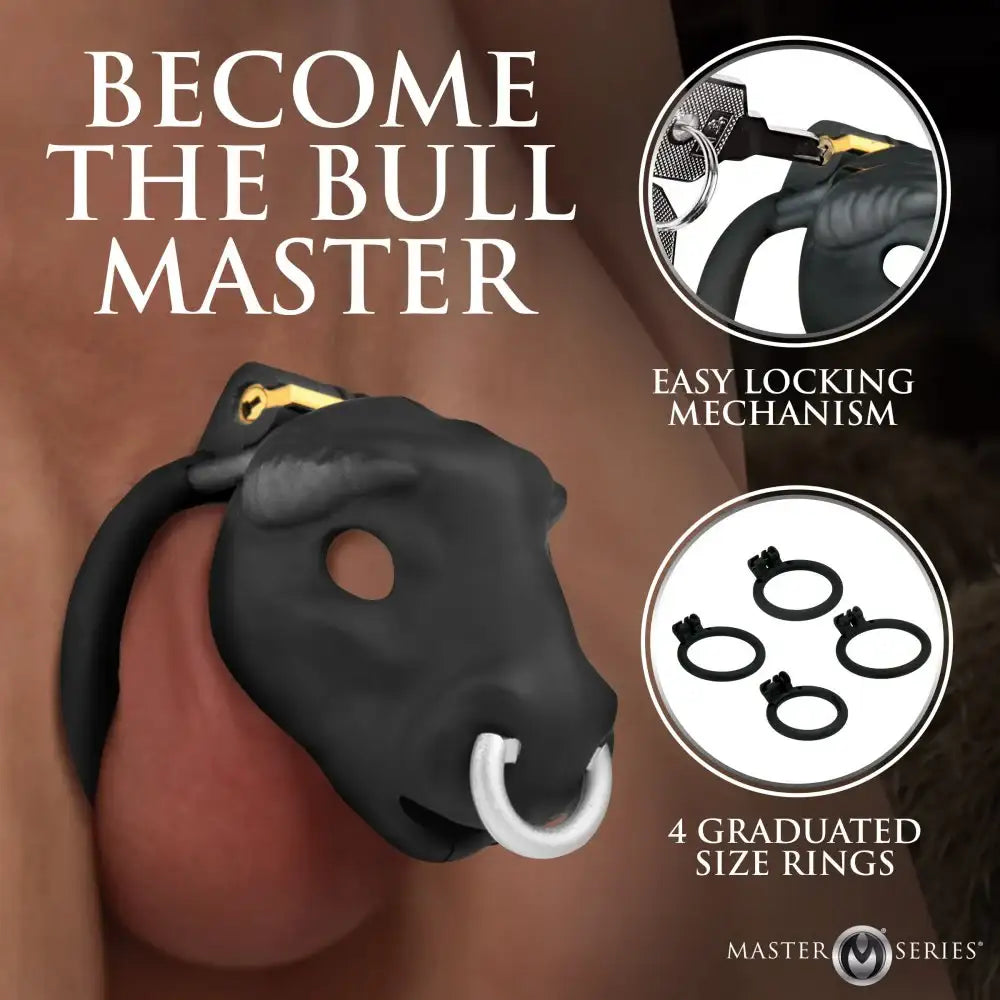 Bull-Themed Chastity Cock Cage w/ Cum-Thru Tip