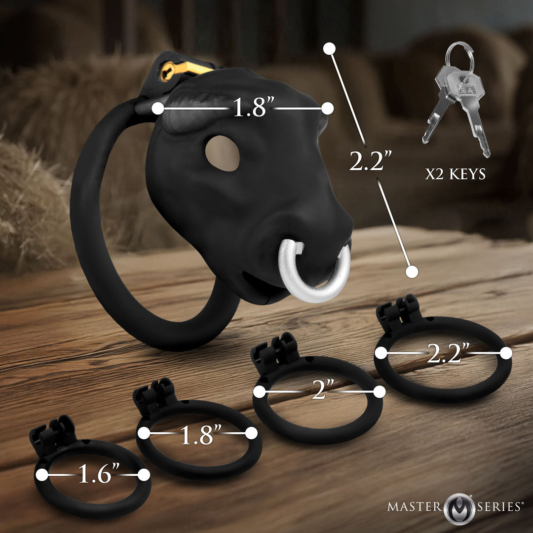 Bull-Themed Chastity Cock Cage w/ Cum-Thru Tip