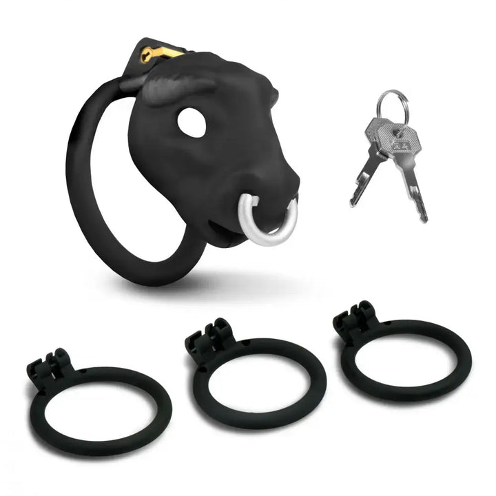Bull-Themed Chastity Cock Cage w/ Cum-Thru Tip