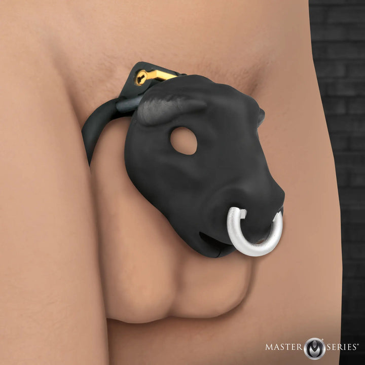 Bull-Themed Chastity Cock Cage w/ Cum-Thru Tip