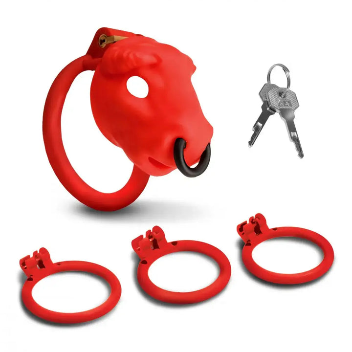 Bull-Themed Chastity Cock Cage w/ Cum-Thru Tip