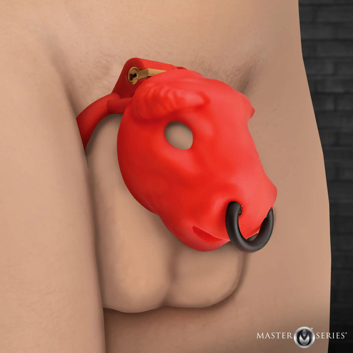 Bull-Themed Chastity Cock Cage w/ Cum-Thru Tip