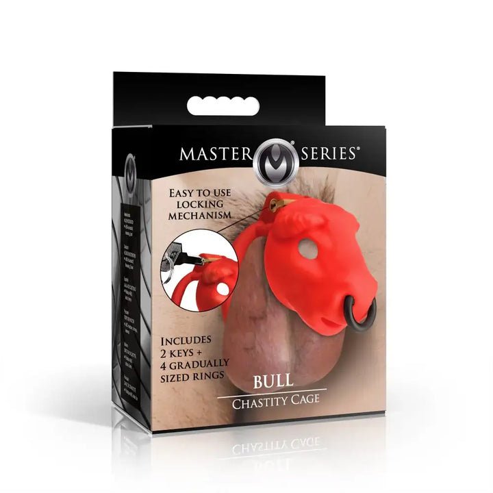 Bull-Themed Chastity Cock Cage w/ Cum-Thru Tip