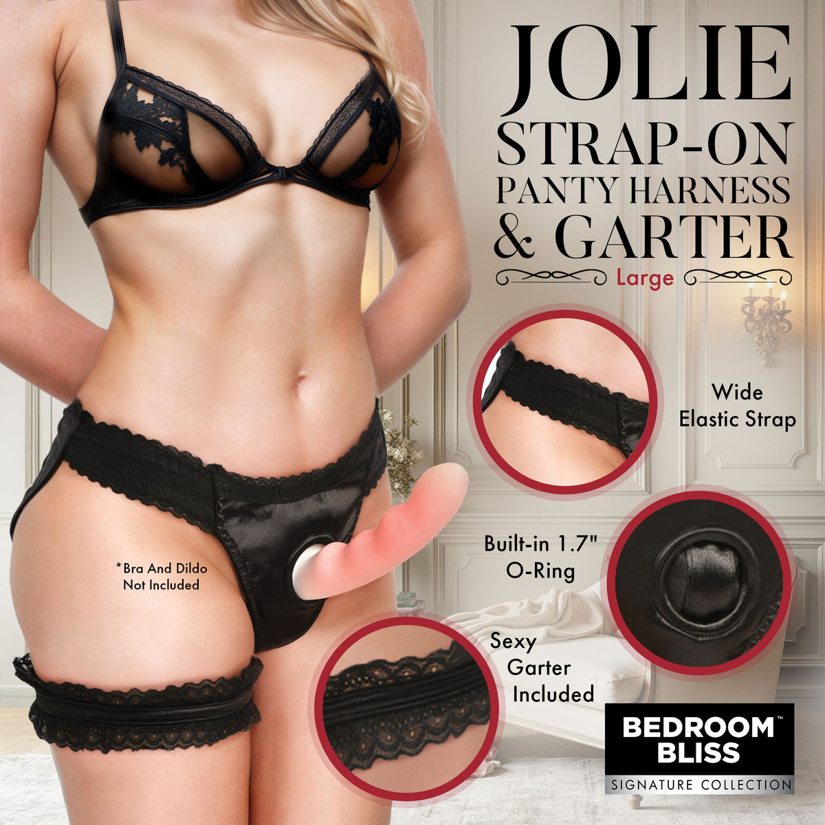 Jolie Strap-On Panty Harness and Garter, Large