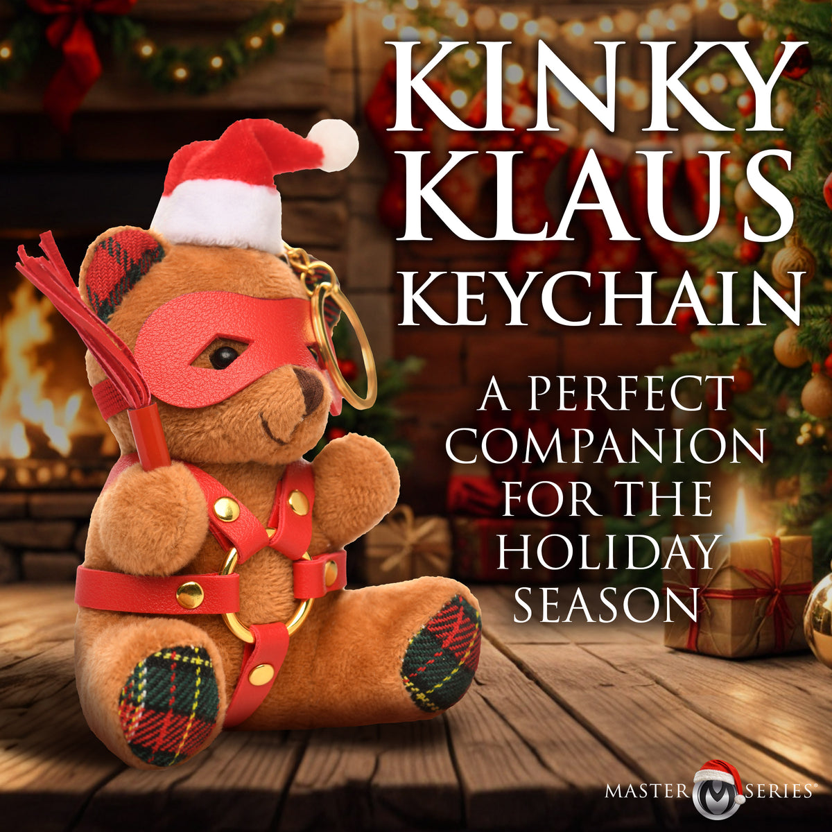 Holiday Bondage Bear Keychain with Flogger