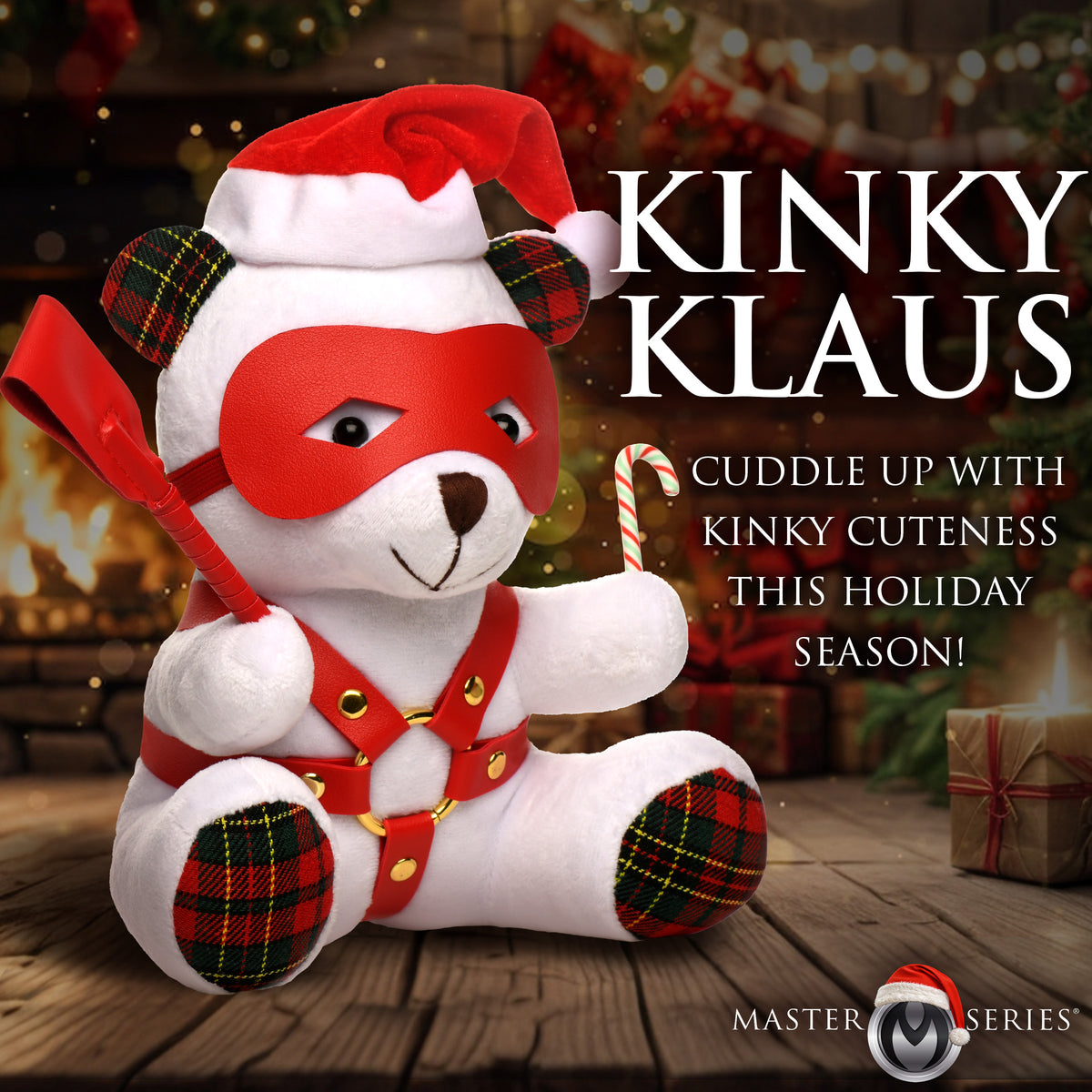 Holiday Bondage Bear Plush with Riding Crop