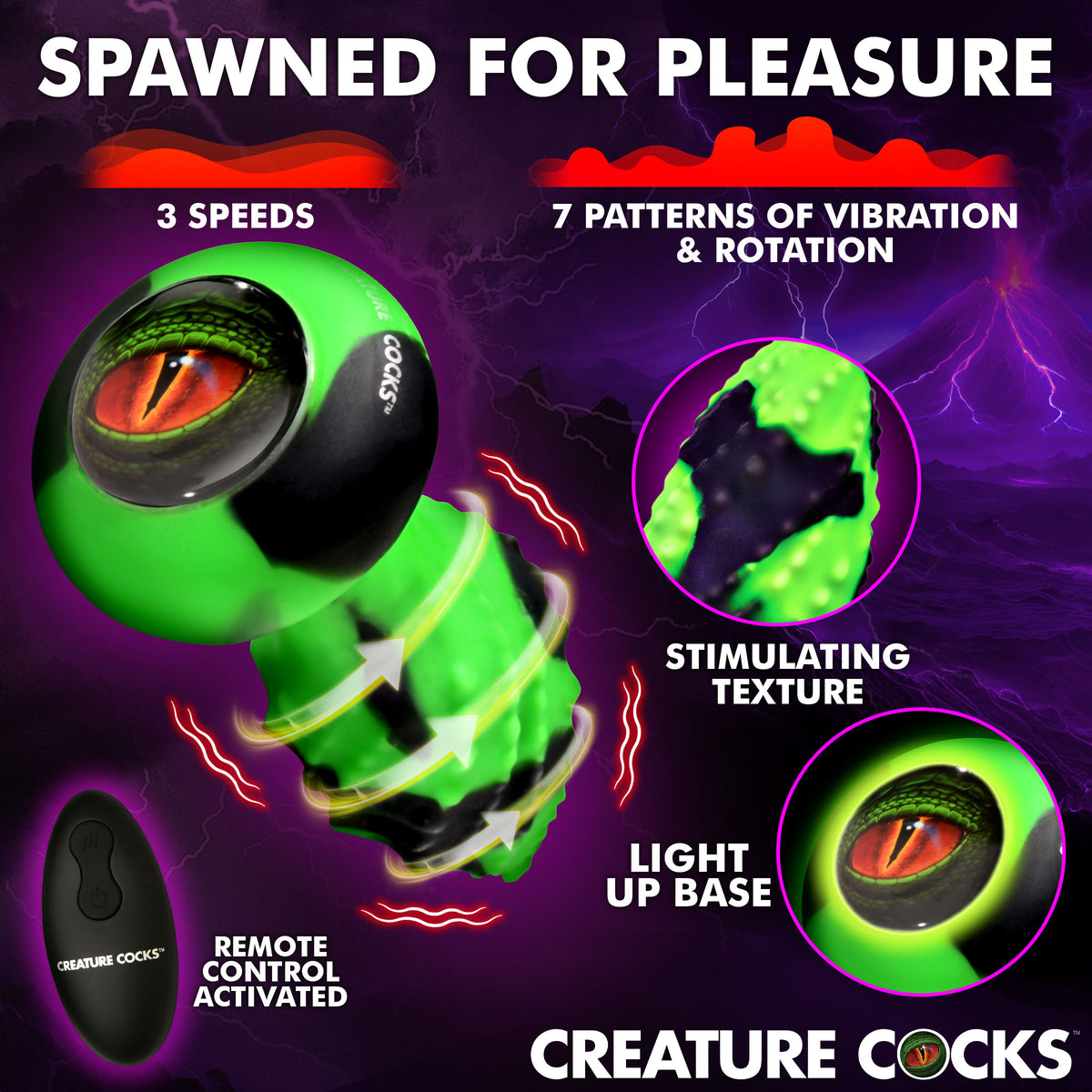 Eye of the Spawn Vibrating and Squirming Silicone Butt Plug