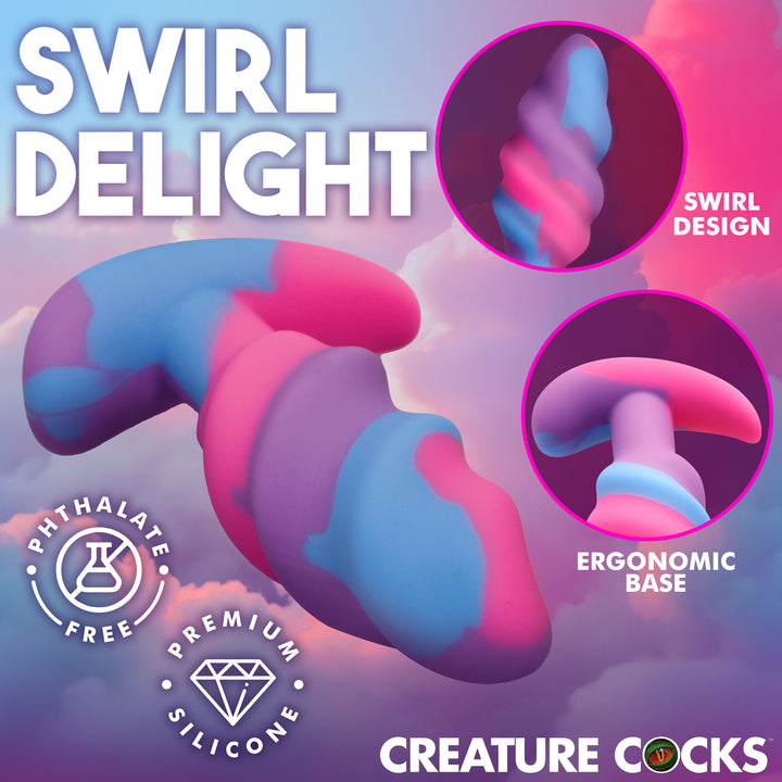 Unicorn Swirl Wearable Silicone Butt Plug in 3 SIZES