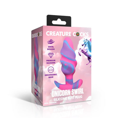 Unicorn Swirl Silicone Butt Plug | Available in 3 SIZES