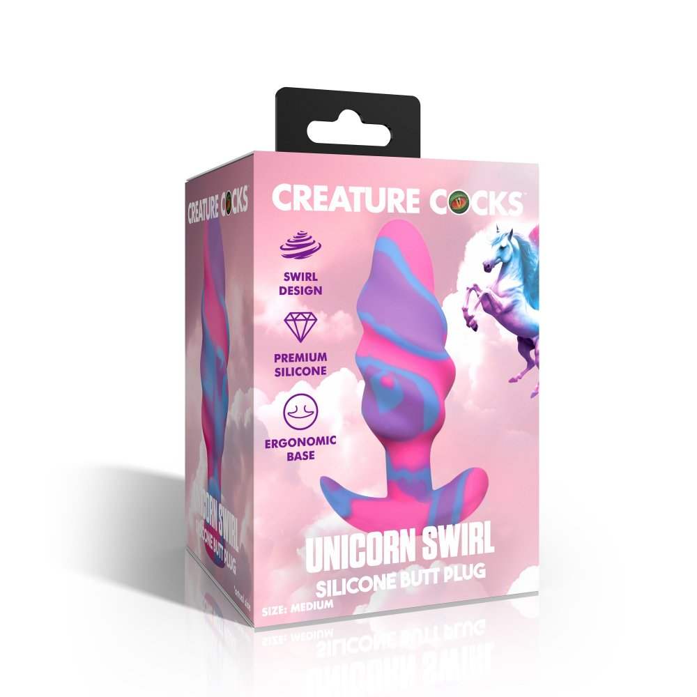 Unicorn Swirl Wearable Silicone Butt Plug in 3 SIZES