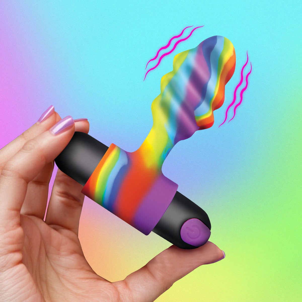 Bang! Vibrating Rainbow Silicone Butt Plug with Remote