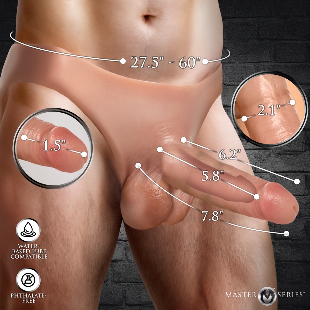 Silicone 8 Inch Stealth Hollow Realistic Strap-On Harness