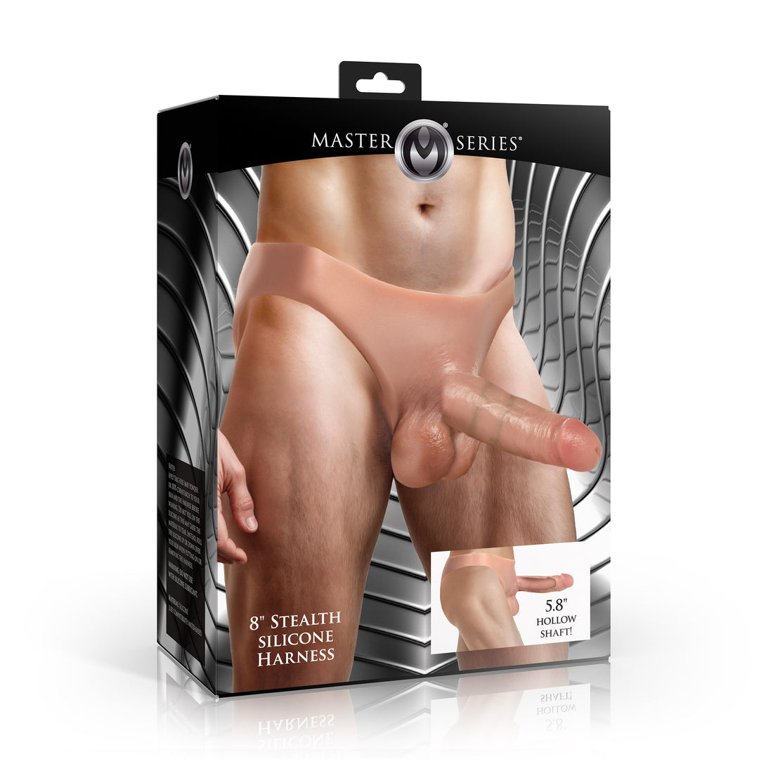 Silicone 8 Inch Stealth Hollow Realistic Strap-On Harness