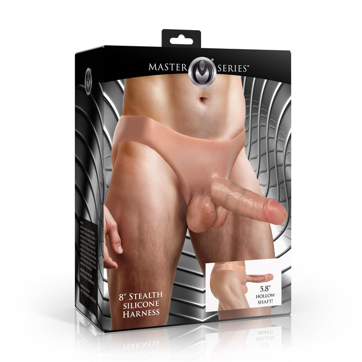 Silicone 8 Inch Stealth Hollow Realistic Strap-On Harness