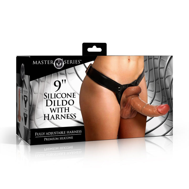 Ultra Realistic 9 Inch Silicone Dildo w/ Strap-On Harness