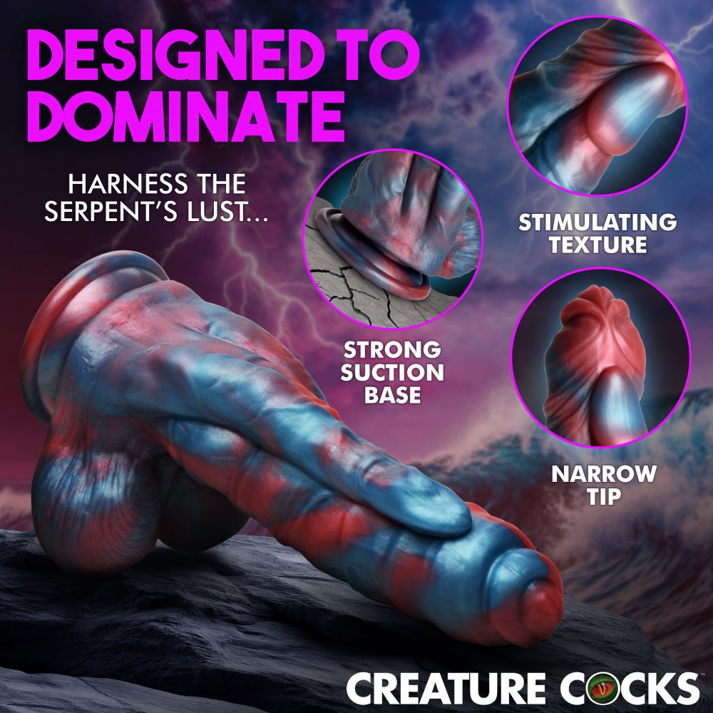Hydra X 8.1 Inch Vibrating Silicone Fantasy Dildo w/ Suction Cup & Balls
