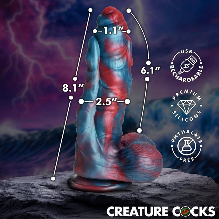 Hydra X 8.1 Inch Vibrating Silicone Fantasy Dildo w/ Suction Cup & Balls