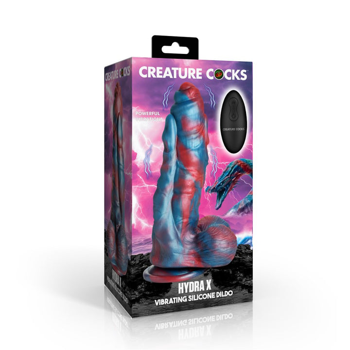 Hydra X 8.1 Inch Vibrating Silicone Fantasy Dildo w/ Suction Cup & Balls