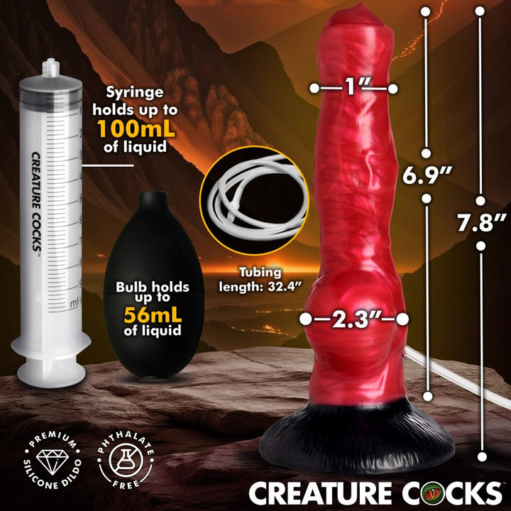 Knaughty 7.8 Inch Silicone Squirting Dog Knot Dildo w/ Suction Cup