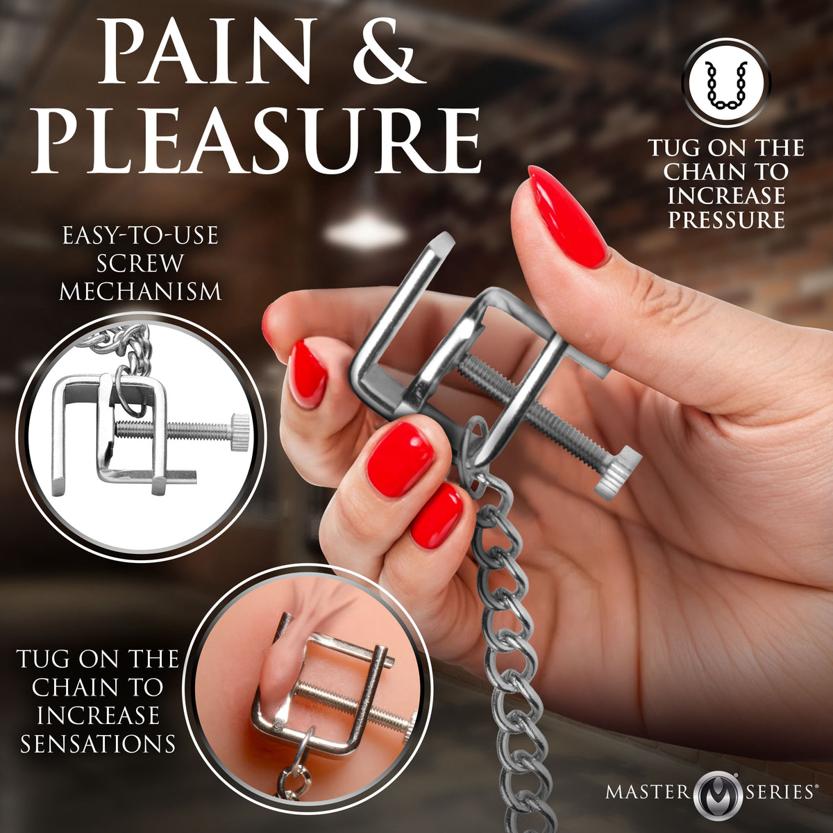 Pressure Vice Metal Nipple Clamps with Chain