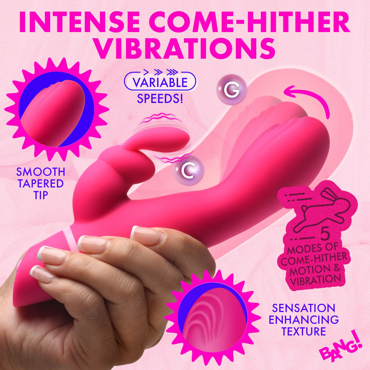 Bang! Come Hither Silicone Rabbit Vibrator