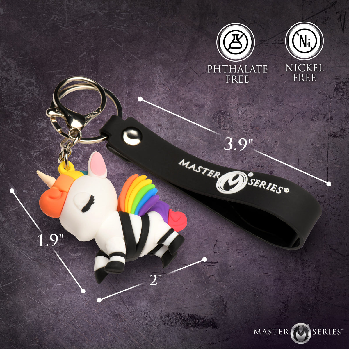 Bondage Unicorn Keychain with Rubber Strap