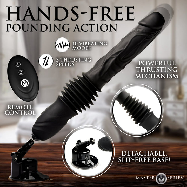 Double Pounder 13 Inch Vibrating Thruster Dildo w/ Adjustable Base