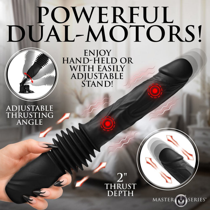 Double Pounder 13 Inch Vibrating Thruster Dildo w/ Adjustable Base