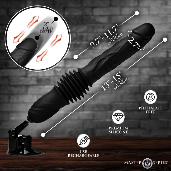 Double Pounder 13 Inch Vibrating Thruster Dildo w/ Adjustable Base