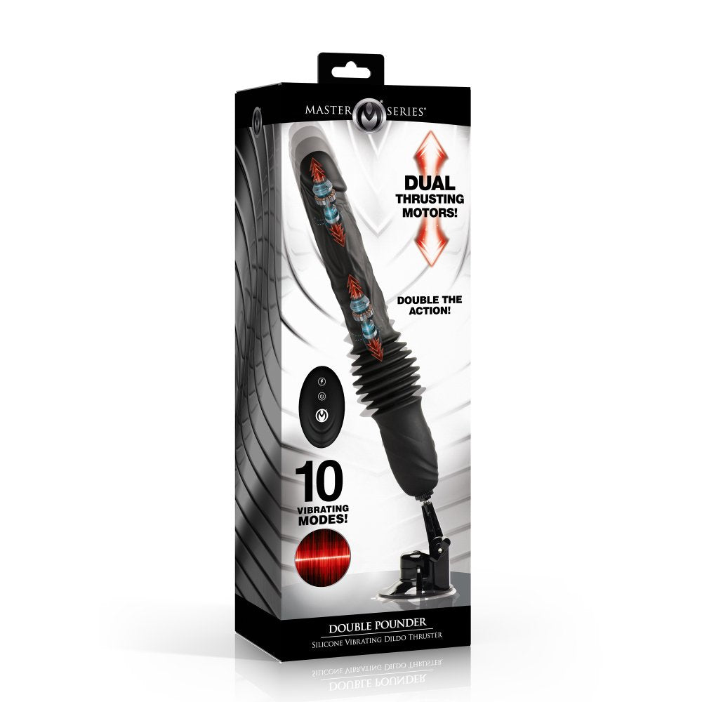 Double Pounder 13 Inch Vibrating Thruster Dildo w/ Adjustable Base