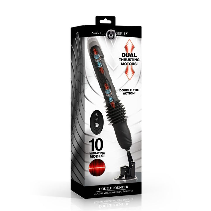 Double Pounder 13 Inch Vibrating Thruster Dildo w/ Adjustable Base