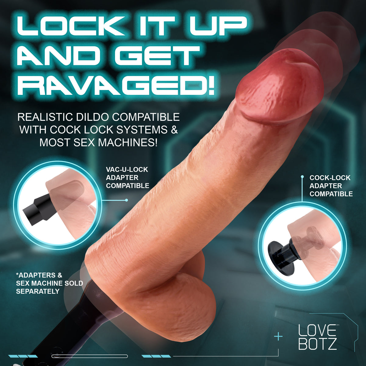 Cock Lock Realistic PVC Dildo with Balls, 8 Inch