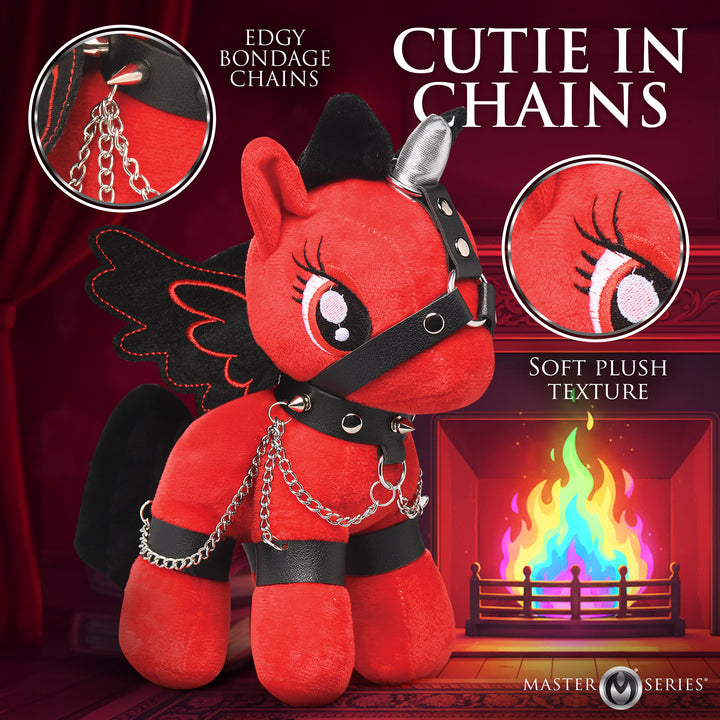 Bondage Pony Adult Novelty Plush with Harness in Scarlet Chainheart
