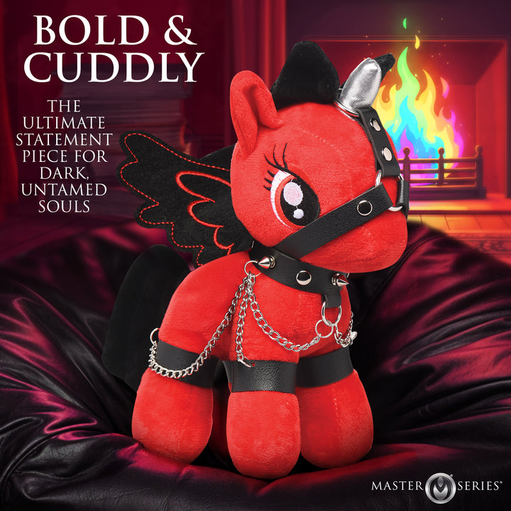 Bondage Pony Adult Novelty Plush with Harness in Scarlet Chainheart