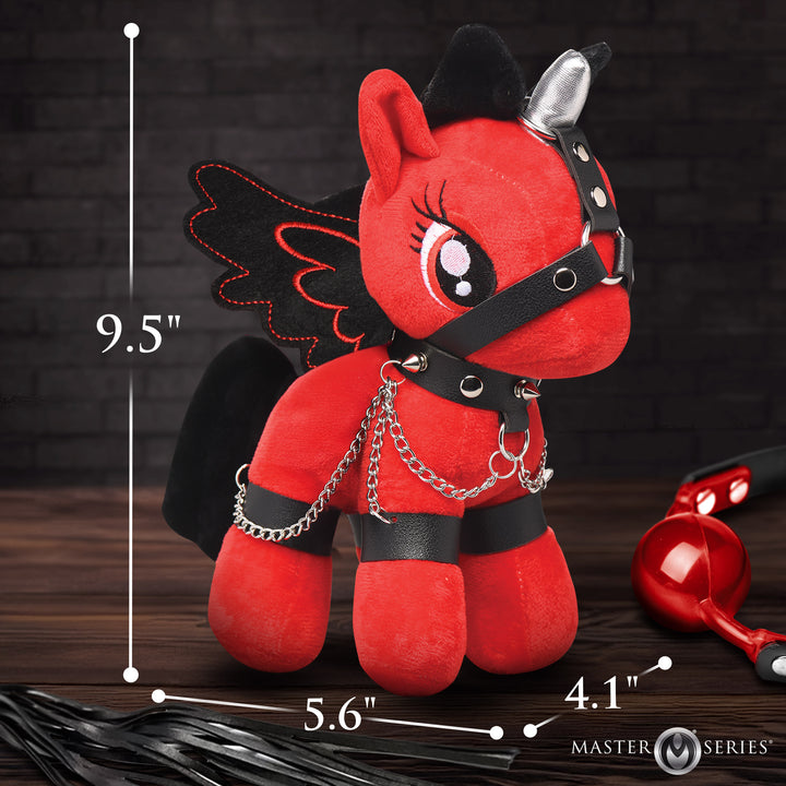 Bondage Pony Adult Novelty Plush with Harness in Scarlet Chainheart
