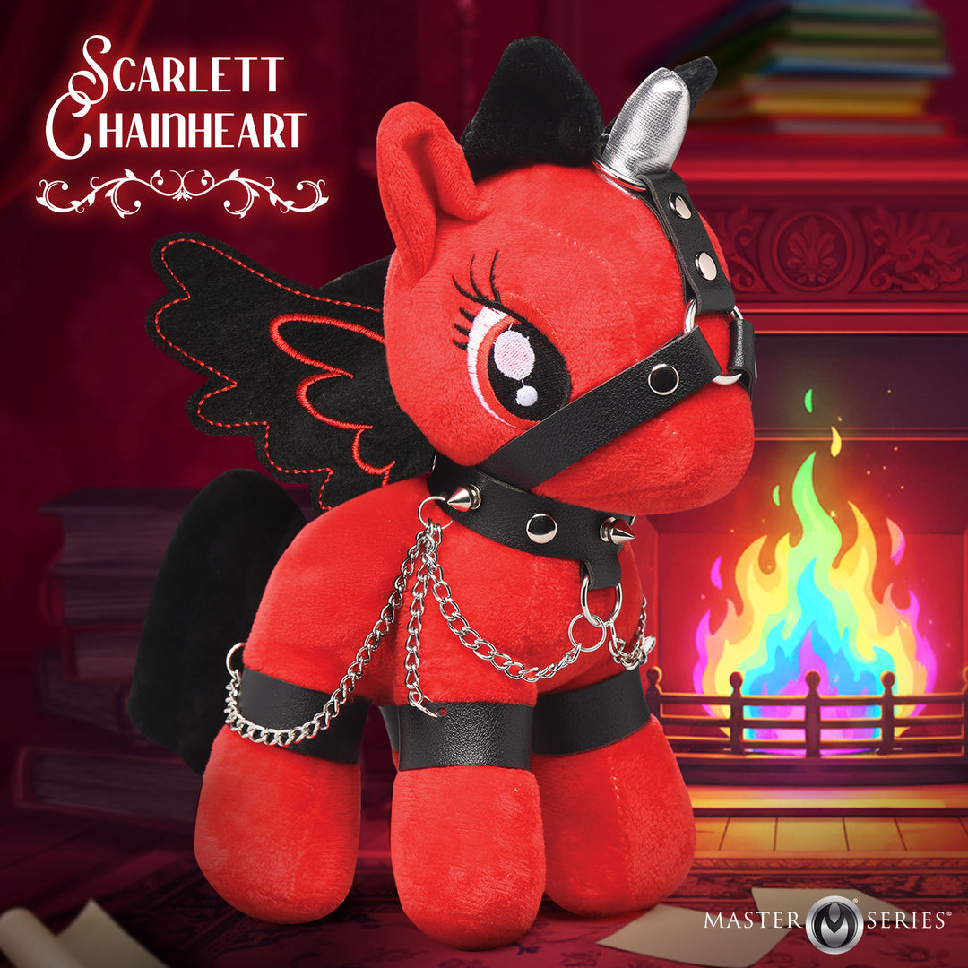 Bondage Pony Adult Novelty Plush with Harness in Scarlet Chainheart