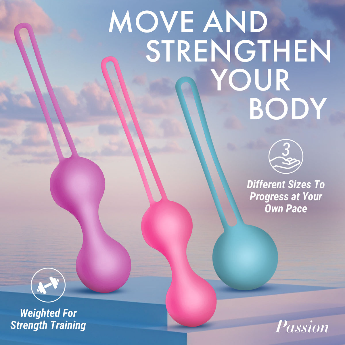Silicone Weighted Kegel Ball Set, 3 Steps