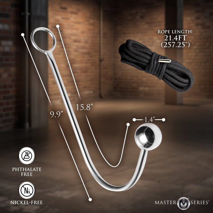 Roped! Metal Anal Hook with 21 Feet of Polyester Rope