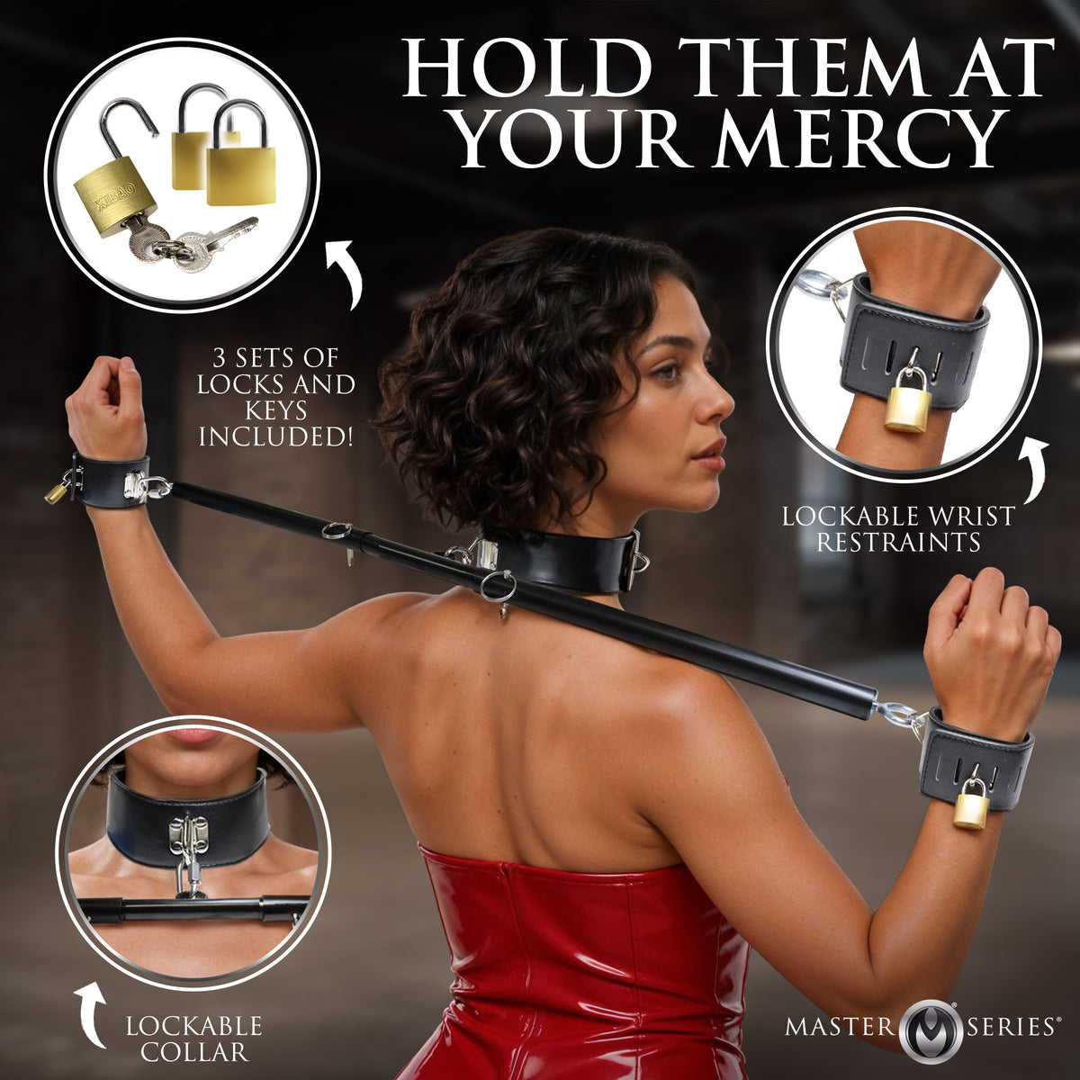 Dominion Bar Spreader Bar with Collar and Wrist Restraints
