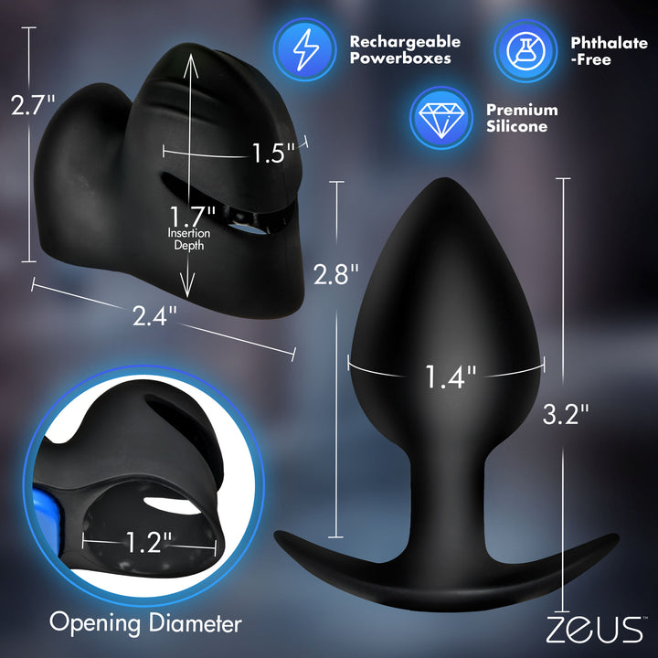 Zeus Anal Plug and Head Teaser E-Stim Kit with Remote