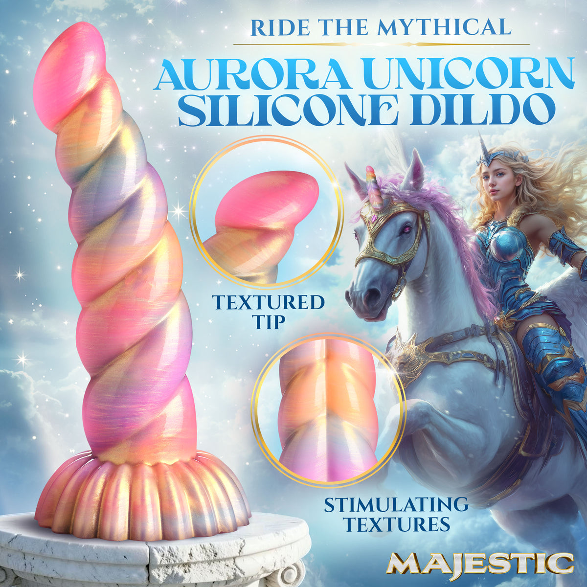 Creature Cocks Aurora Unicorn Silicone Dildo with Suction Cup