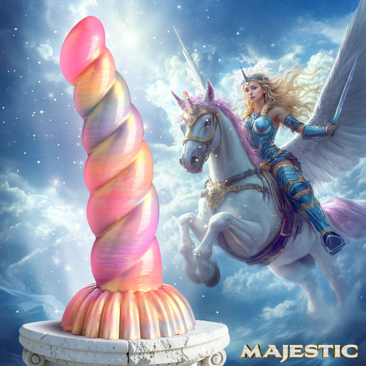 Creature Cocks Aurora Unicorn Silicone Dildo with Suction Cup
