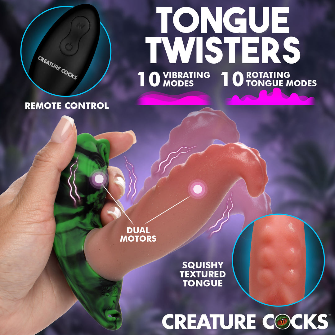 Creature Cocks Tongue Twister Rotating Panty Vibe with Harness