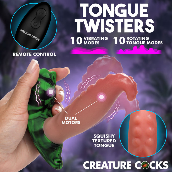 Creature Cocks Tongue Twister Rotating Panty Vibe with Harness