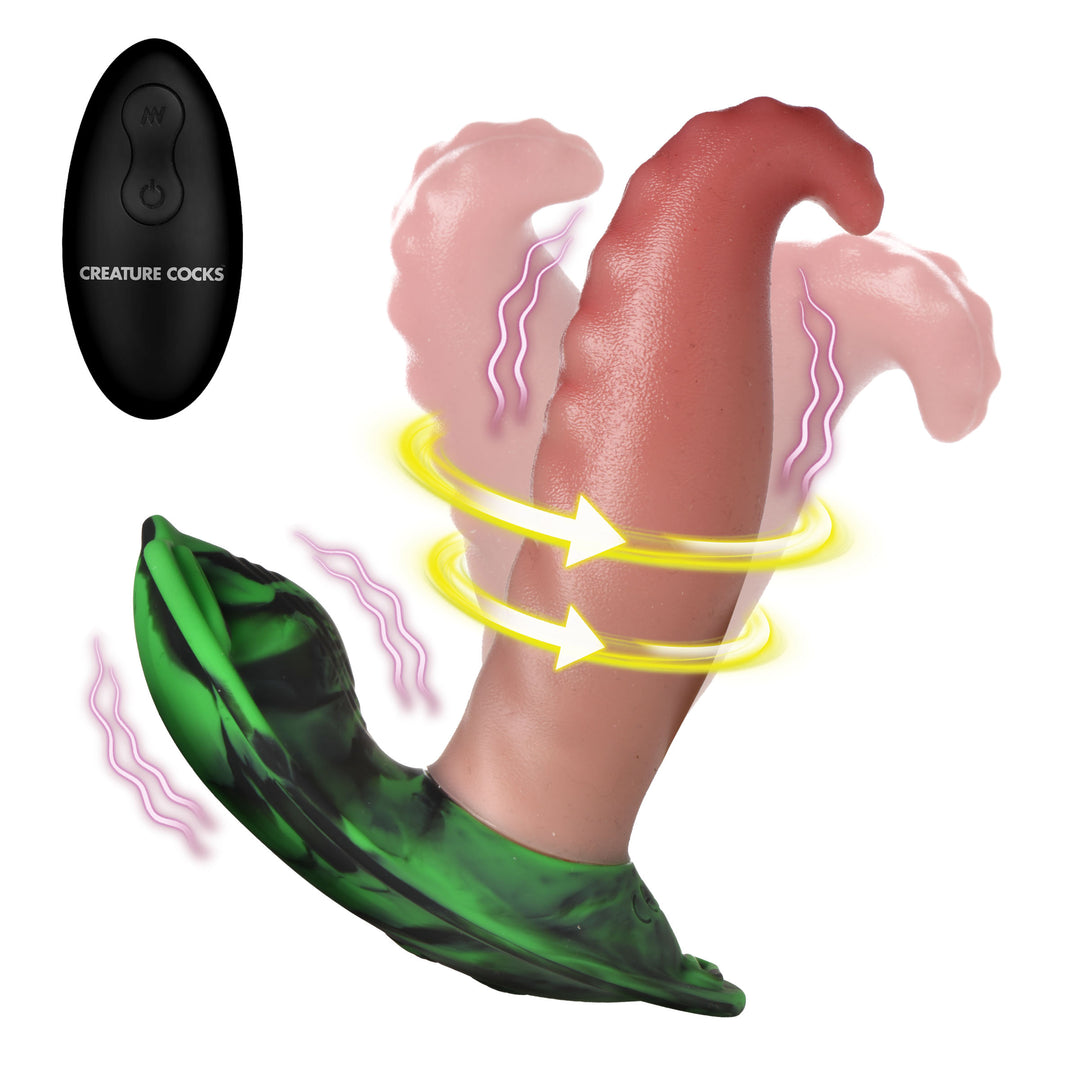Creature Cocks Tongue Twister Rotating Panty Vibe with Harness