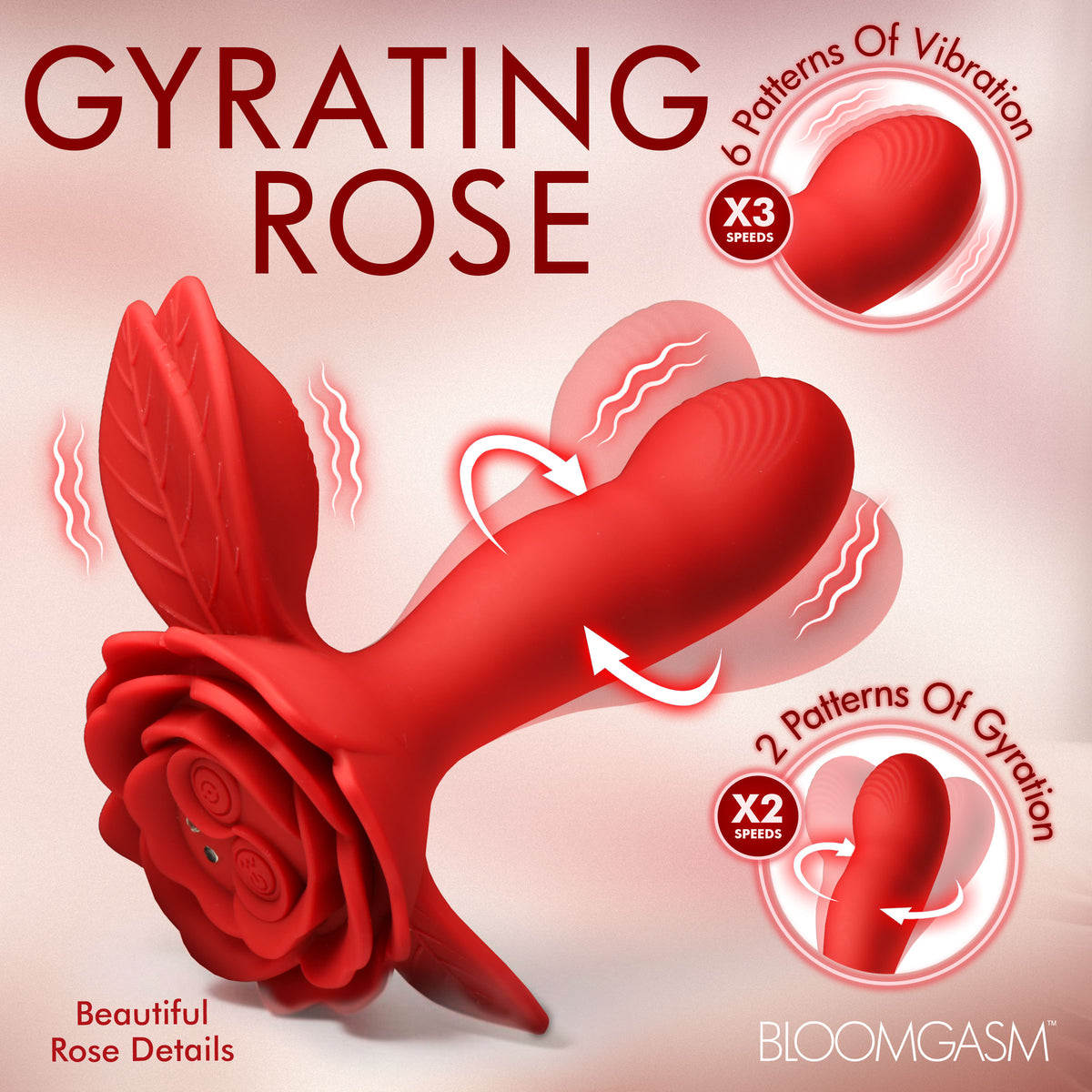 Bloomgasm Gyrarose Gyrating Silicone Rose Vibrator